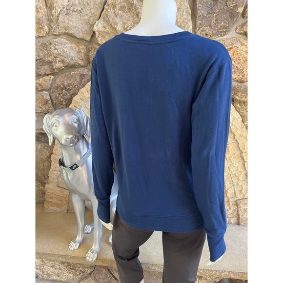 Athleta Sunrise V-Neck Modal Blue Sweater Thumbholes Size Small - Picture 2 of 6